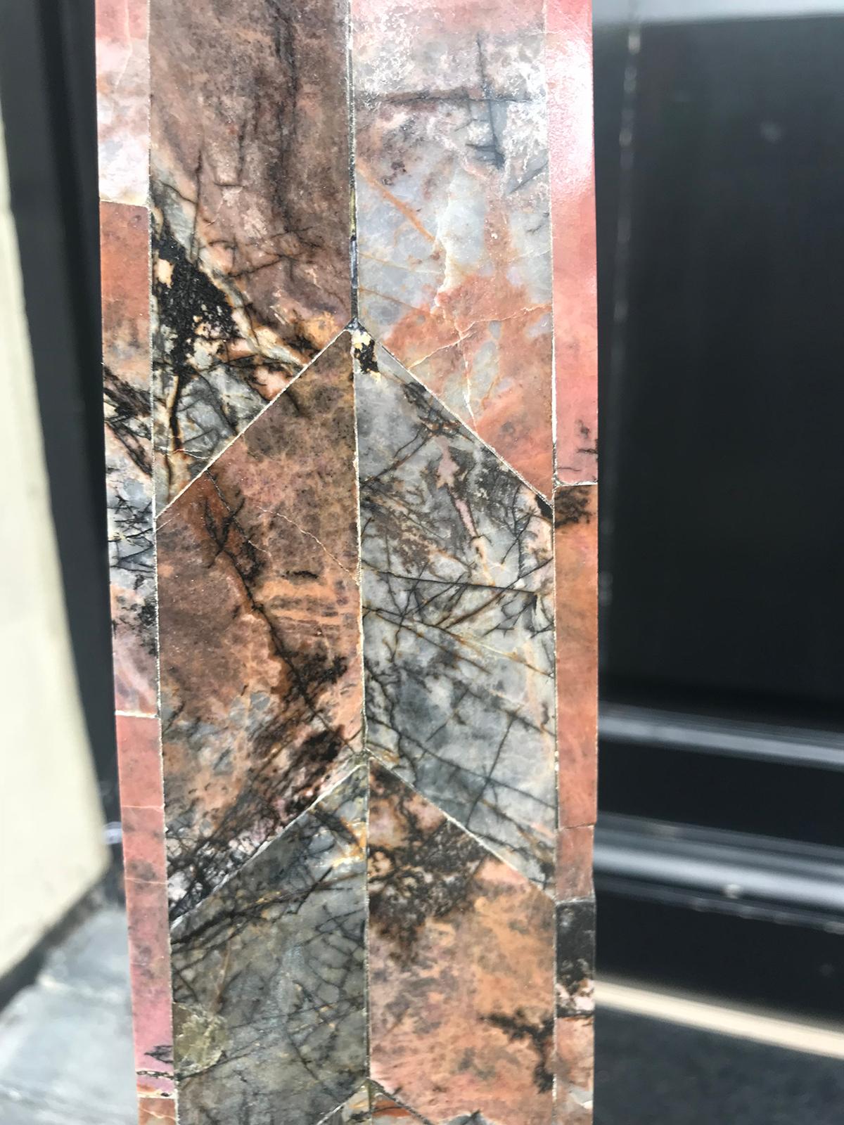 Pair of 20th Century Italian Large Pink Marble Obelisks 9