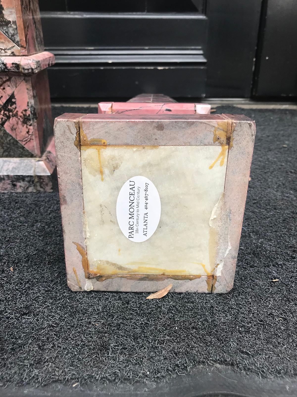 Pair of 20th Century Italian Large Pink Marble Obelisks 11