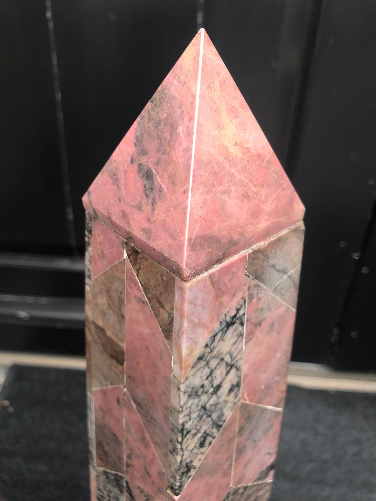 Pair of 20th Century Italian Large Pink Marble Obelisks 4
