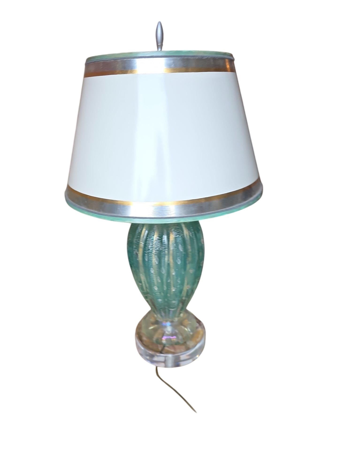 Paire d'objets du 20e siècle  Lampes Murano italiennes du milieu du siècle en aqua-marine Excellent état - En vente à Los Angeles, CA
