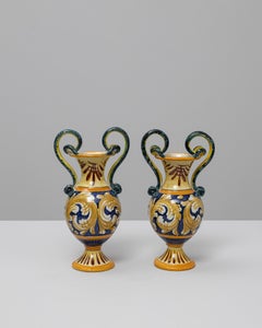 Pair Of 20th Century Italian Painted Ceramic Vases