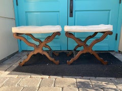 Pair of 20th Century Italian Style Fruitwood X-Stools