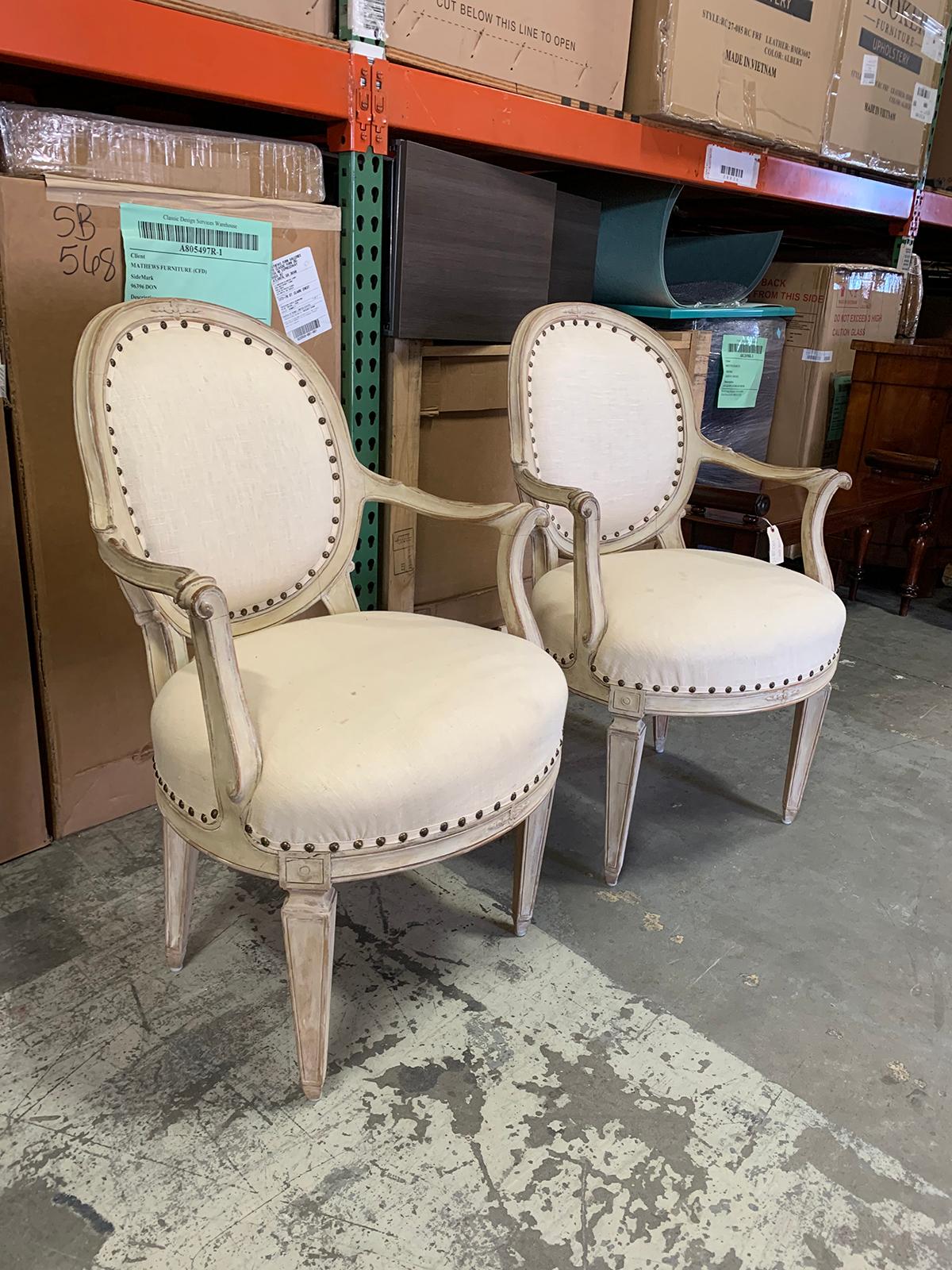 Unknown Pair of 20th Century Italian Style Polychrome Armchairs