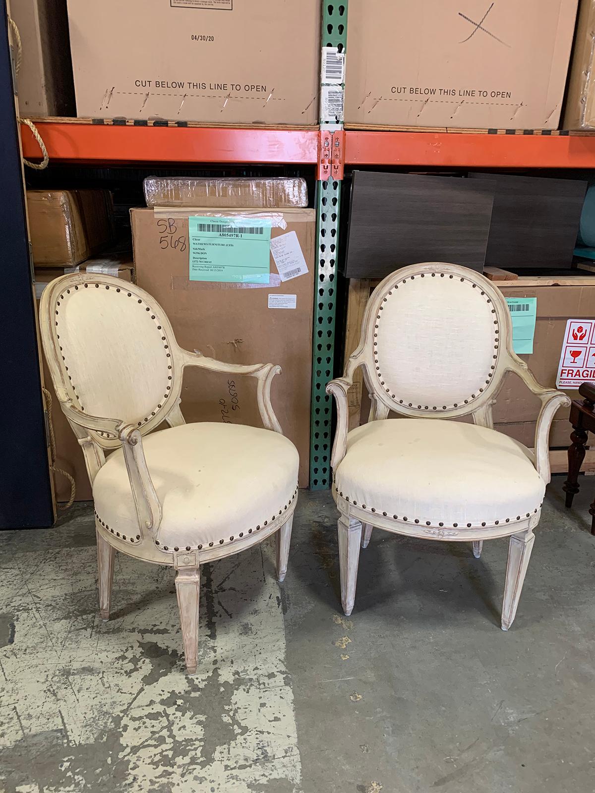 Upholstery Pair of 20th Century Italian Style Polychrome Armchairs
