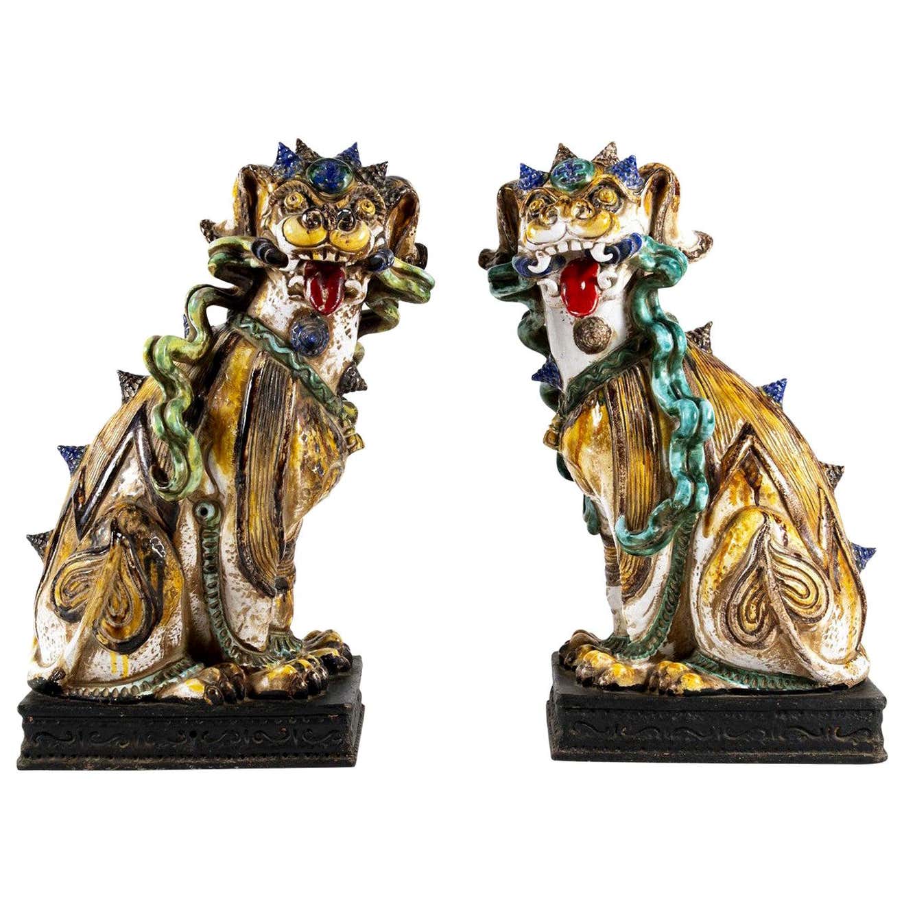 Pair of 20th Century Italian Terracotta Fu Dogs For Sale at 1stDibs