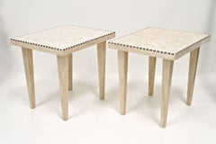 Pair Of 20th Century Italian Travertine Stone Side Tables, Italy 1980