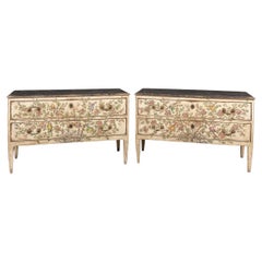 Pair Of 20th Century Italian Wooden Commodes With Naturalistic Theme c.1900