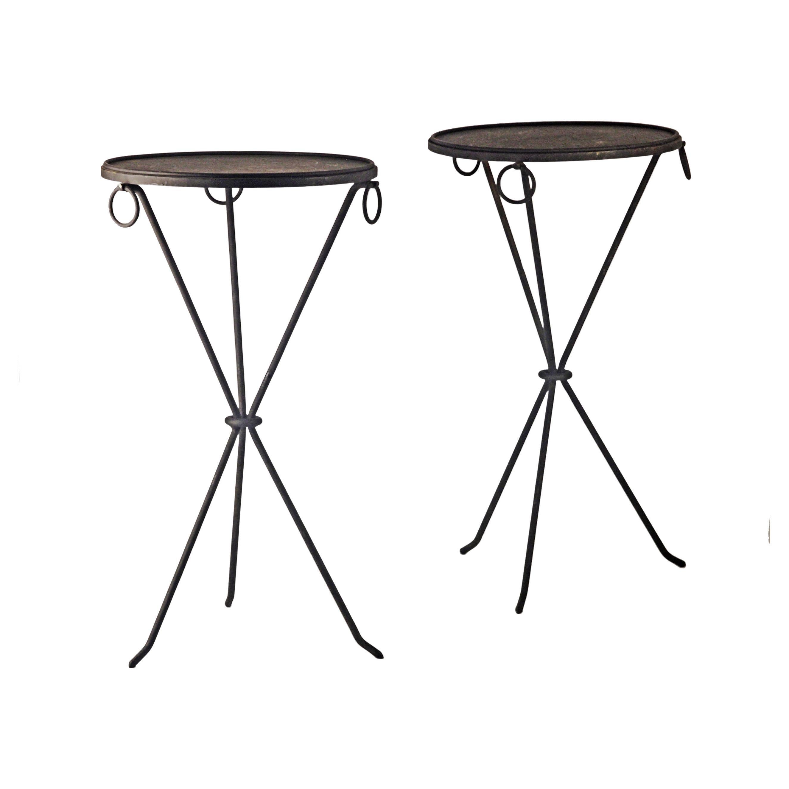 Paire de tables en fer Guéridon Design/One du 20e siècle par Comte en vente
