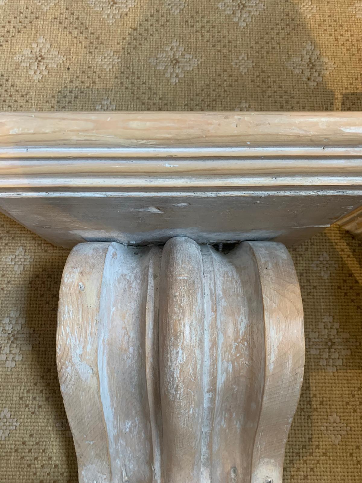 Pair of 20th Century Jumbo Hand Carved Pickled Brackets For Sale 3