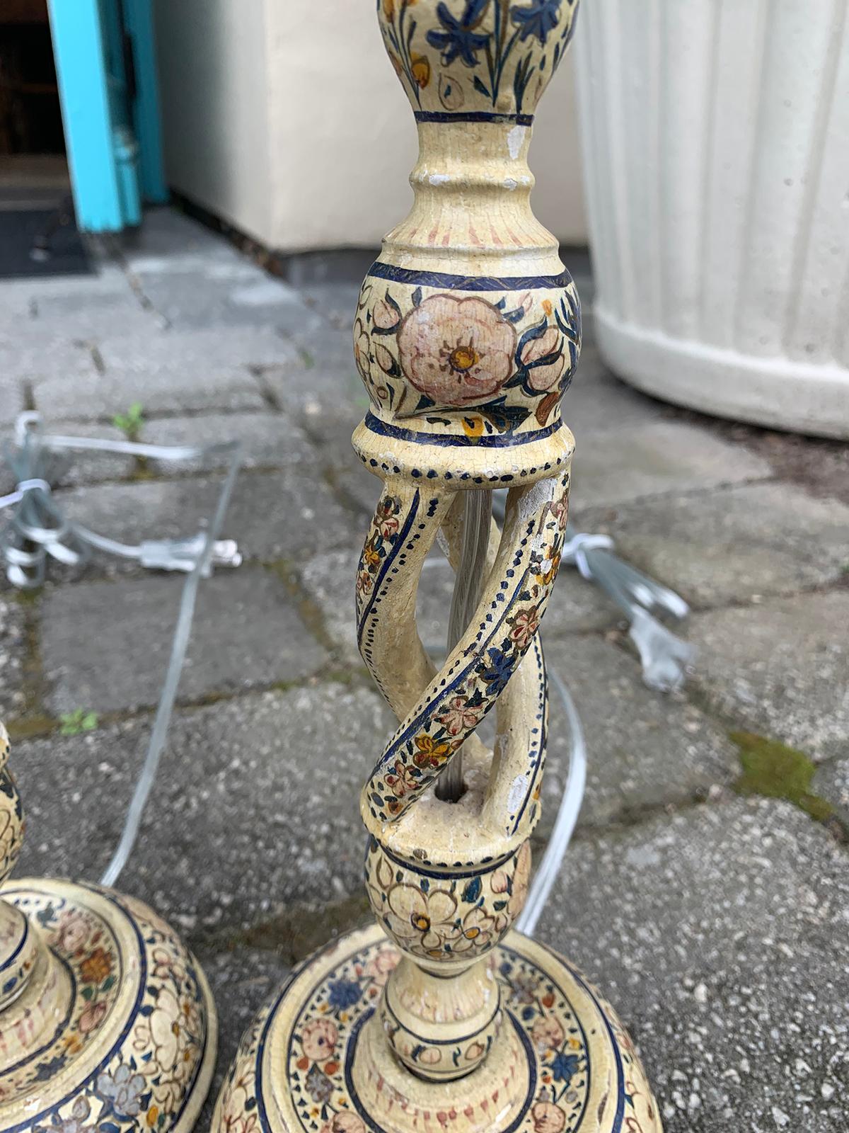Pair of 20th Century Kashmiri Candlestick Table Lamps 2