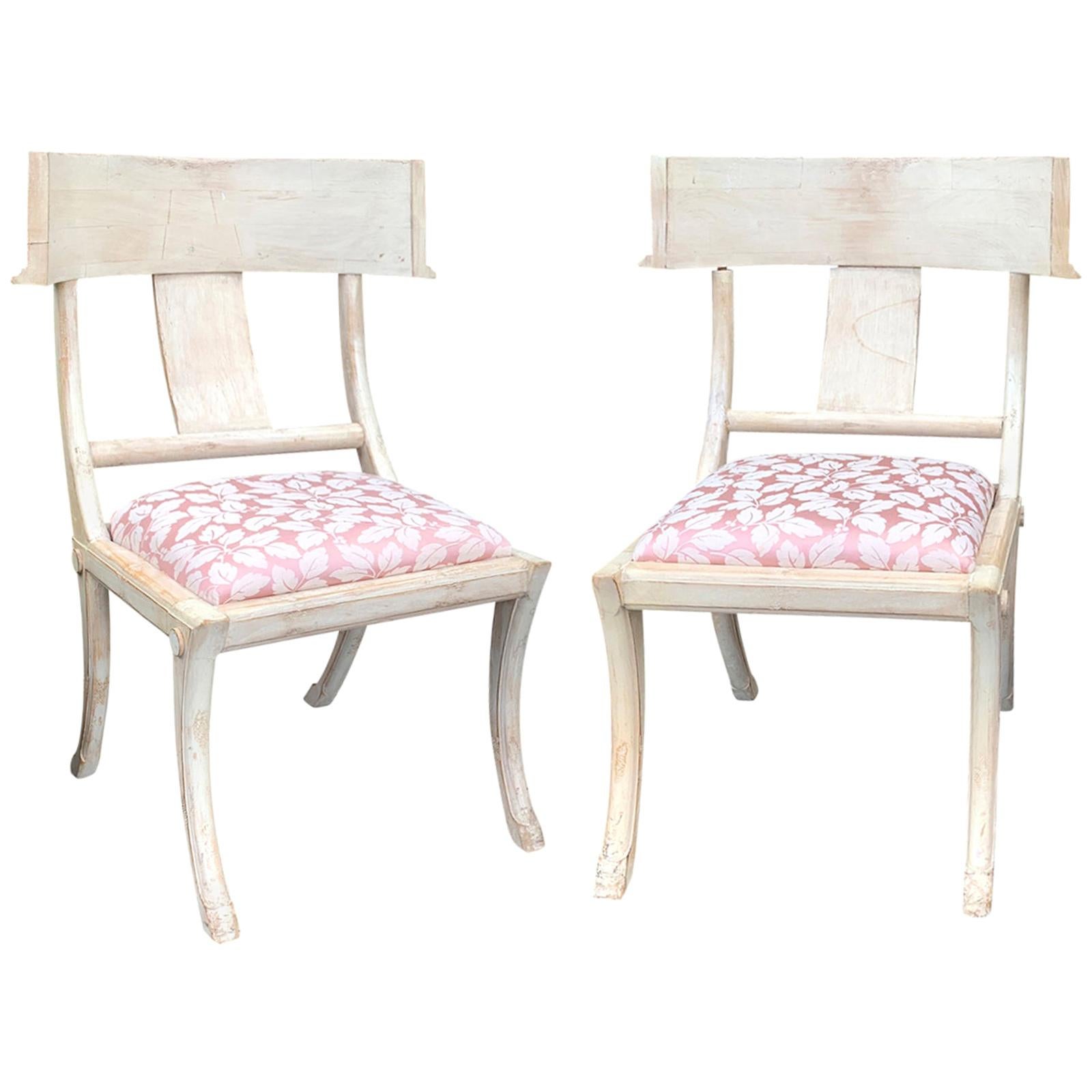 Pair of 20th Century Klismos Side Chairs, in the Style of T.H. Robsjohn-Gibbings
