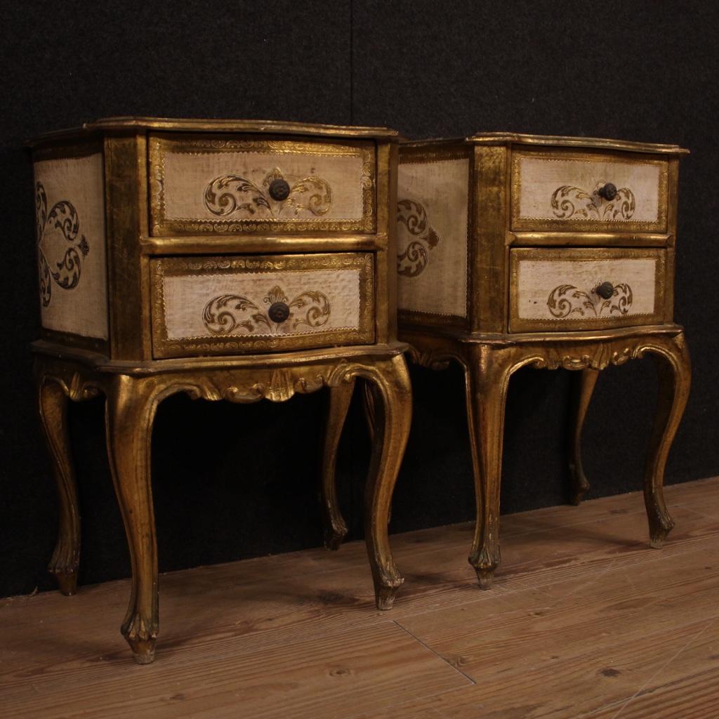 Pair of 20th Century Lacquered and Giltwood Italian Bedside Tables, 1960 6