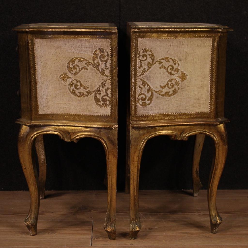 Pair of 20th Century Lacquered and Giltwood Italian Bedside Tables, 1960 2