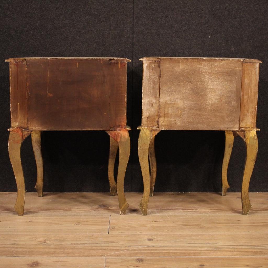 Pair of 20th Century Lacquered and Giltwood Italian Bedside Tables, 1960 3