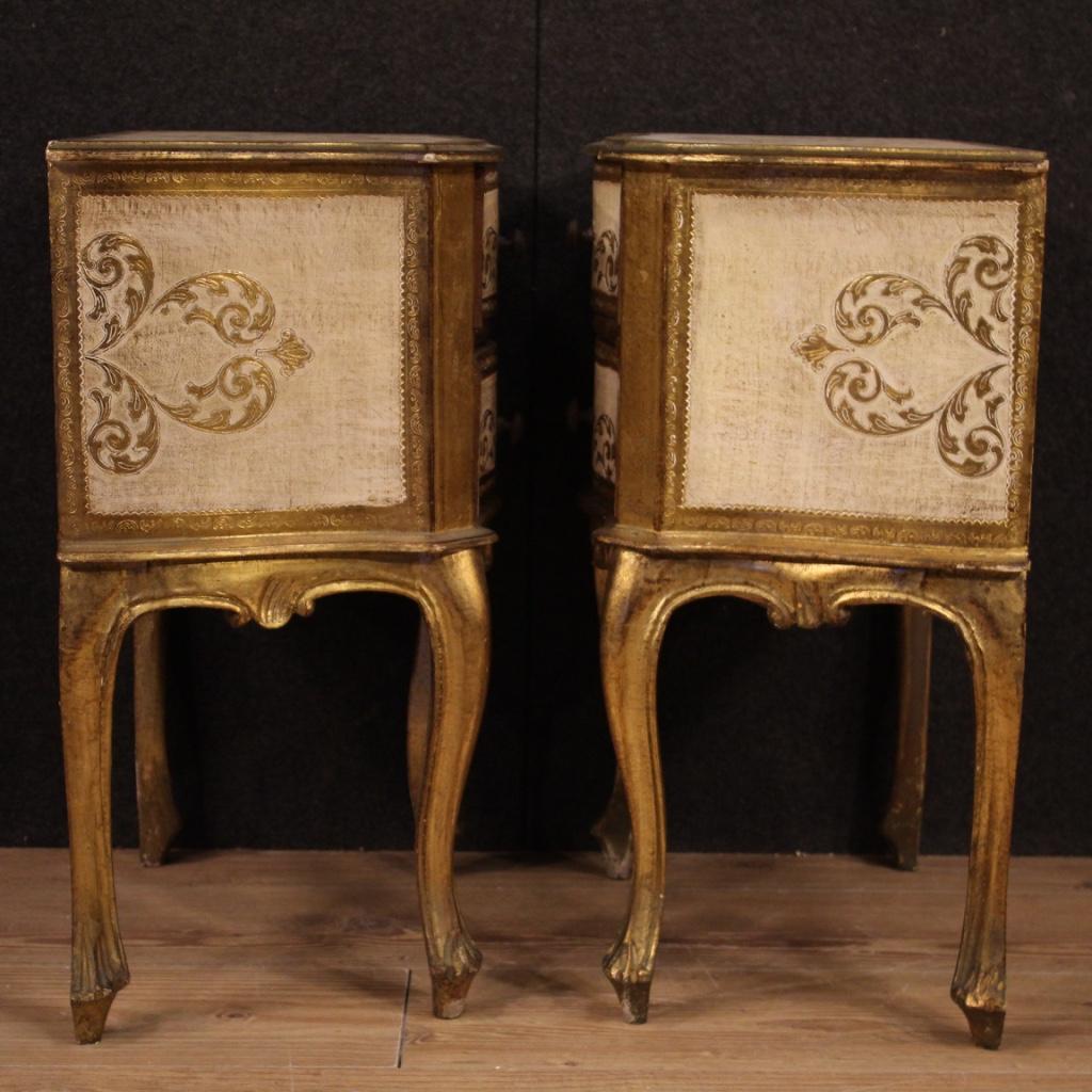 Pair of 20th Century Lacquered and Giltwood Italian Bedside Tables, 1960 4