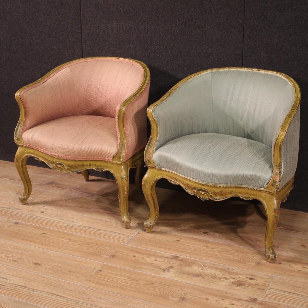 Pair of 20th Century Lacquered and Gold Wood Venetian Armchairs, 1950 6