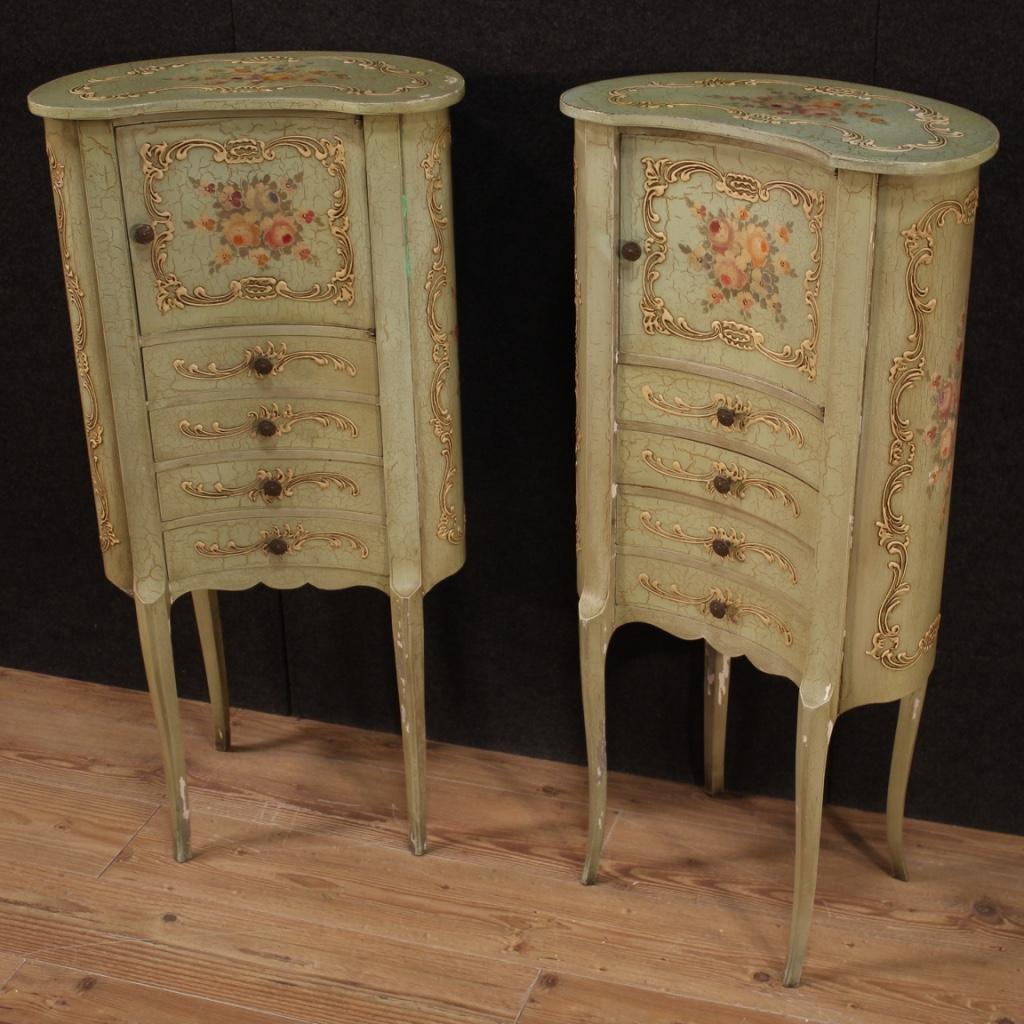 Pair of 20th Century Lacquered and Painted Italian Cabinets, 1960 In Fair Condition In Vicoforte, Piedmont