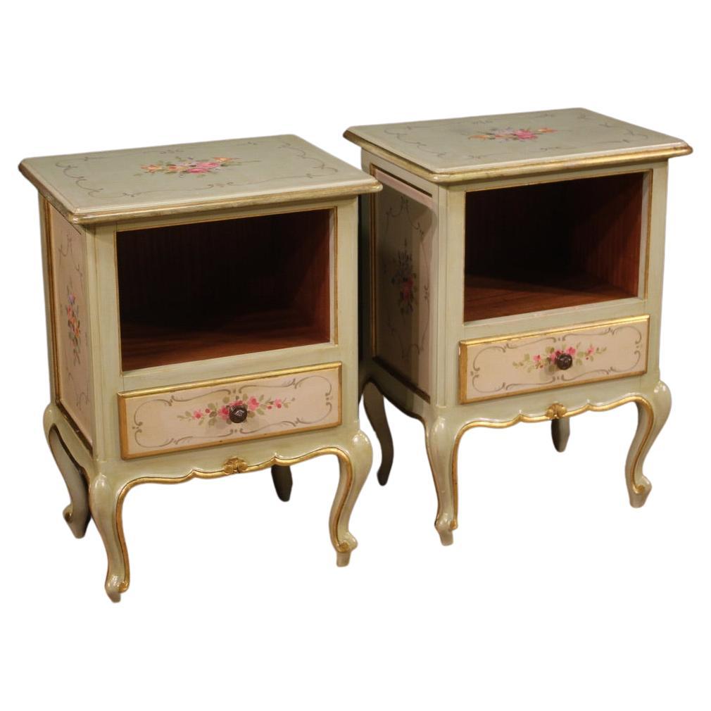 Pair of 20th Century Lacquered and Painted Venetian Night Stands, 1960