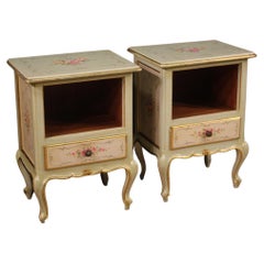 Vintage Pair of 20th Century Lacquered and Painted Venetian Night Stands, 1960