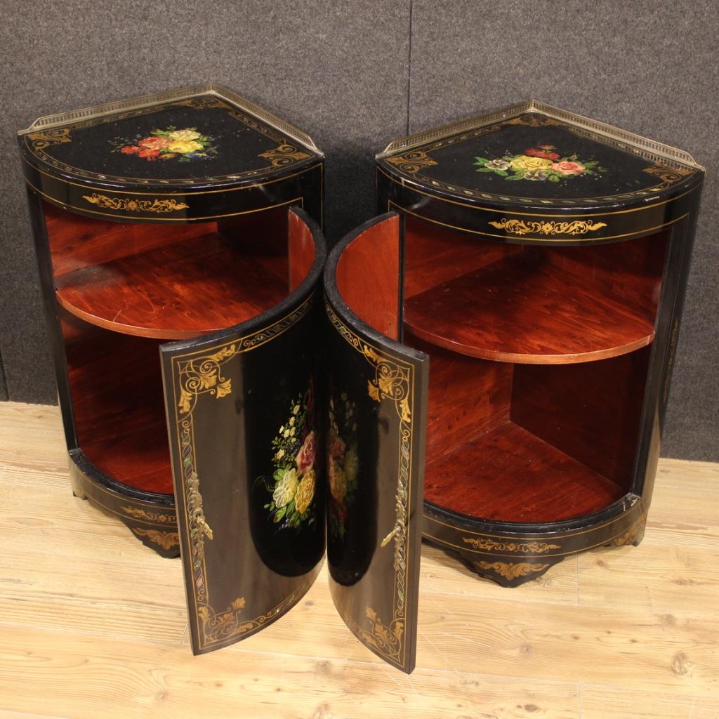 Pair of 20th Century Lacquered and Painted Wood French Corner Cupboards, 1950 1