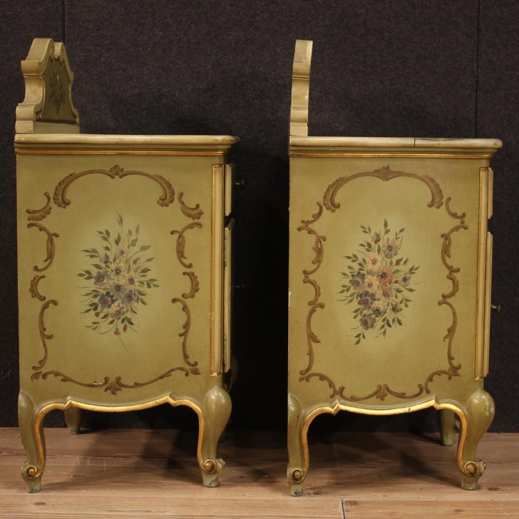 Pair of 20th Century Lacquered and Painted Wood Italian Night Stands, 1950 7