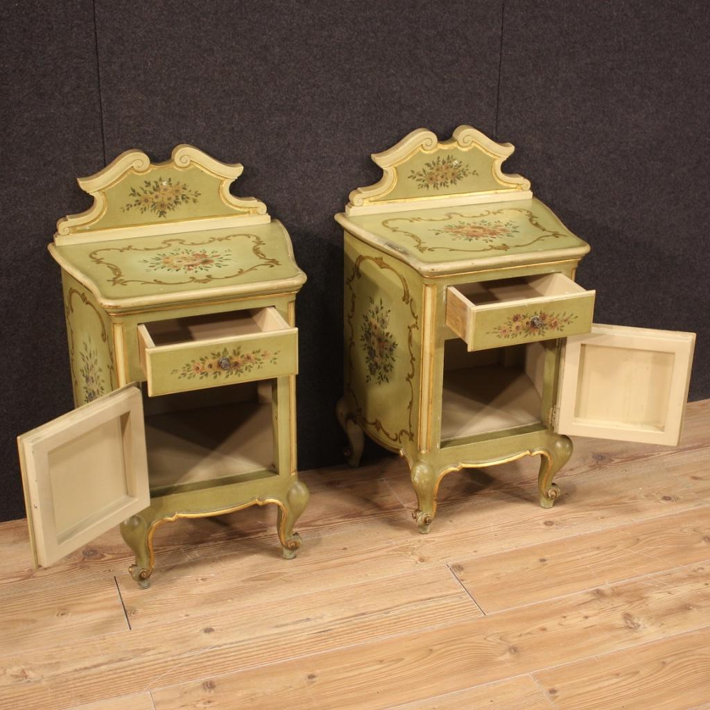 Pair of 20th Century Lacquered and Painted Wood Italian Night Stands, 1950 3