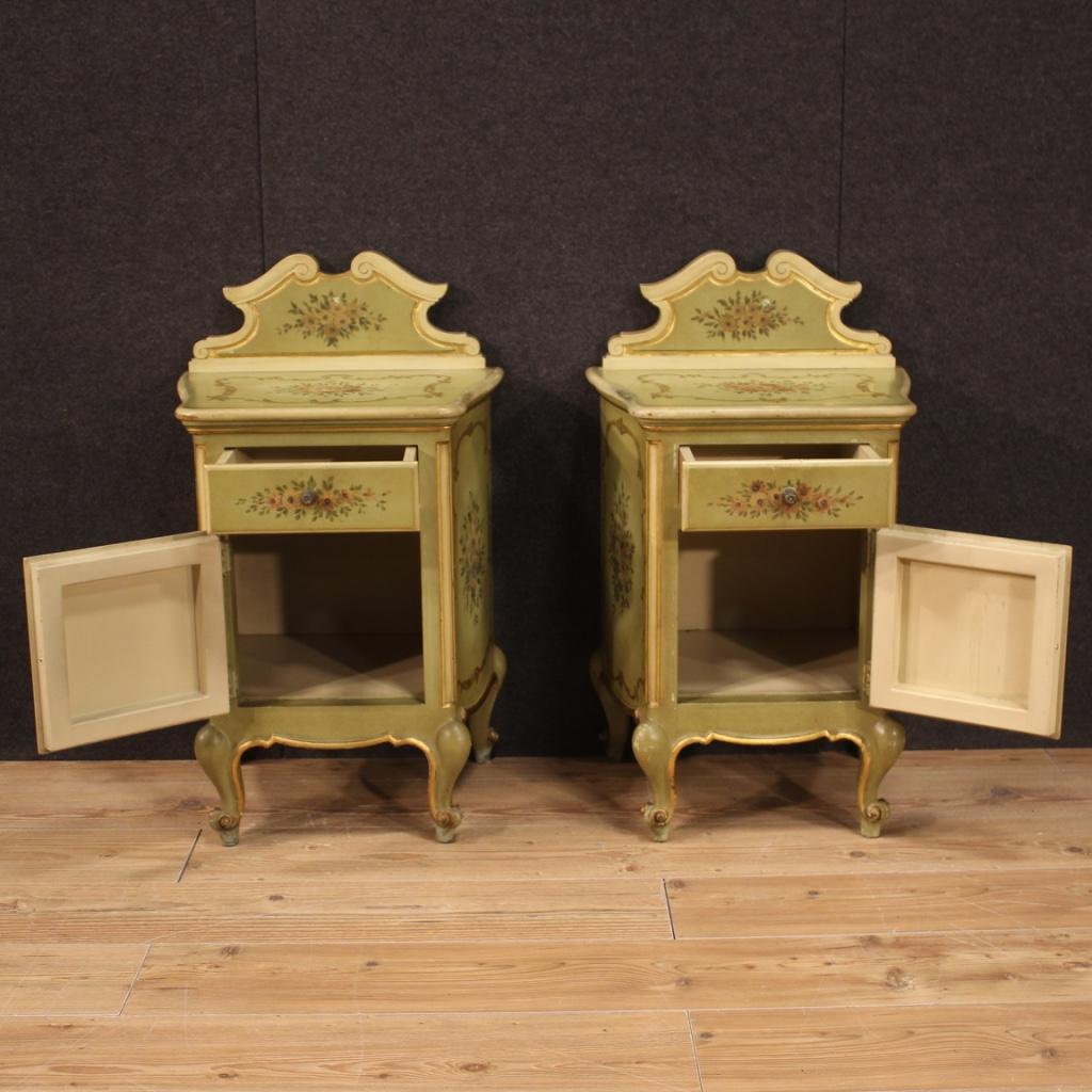 Pair of 20th Century Lacquered and Painted Wood Italian Night Stands, 1950 4