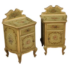 Pair of 20th Century Lacquered and Painted Wood Italian Night Stands, 1950