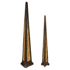 Pair of 20th Century Lacquered and Painted Wood Italian Obelisks, 1930