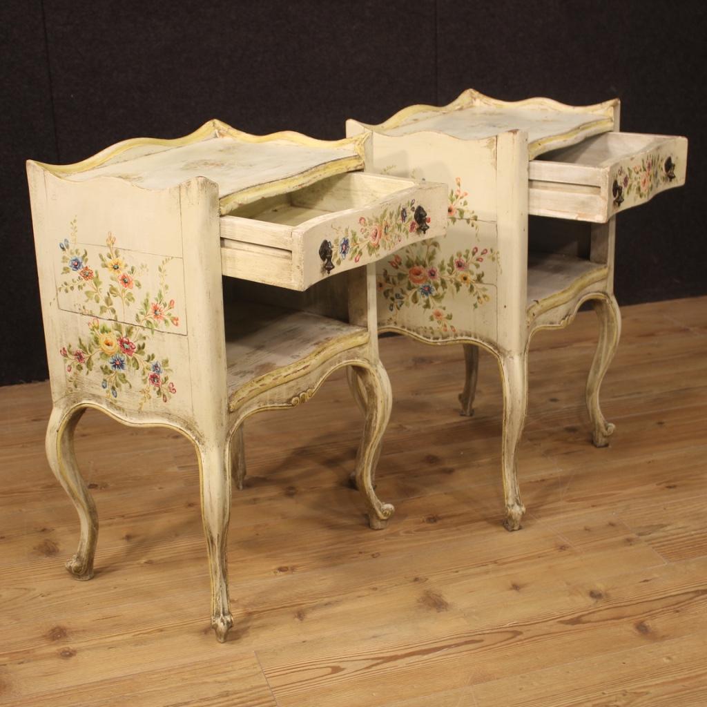 Pair of 20th Century Lacquered and Painted Wood Venetian Bedside Tables, 1960 7