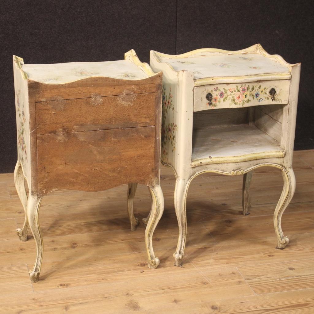 Pair of 20th Century Lacquered and Painted Wood Venetian Bedside Tables, 1960 1