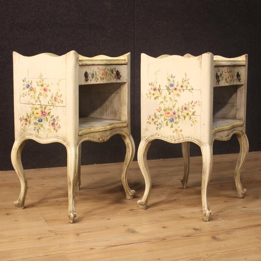 Pair of 20th Century Lacquered and Painted Wood Venetian Bedside Tables, 1960 3