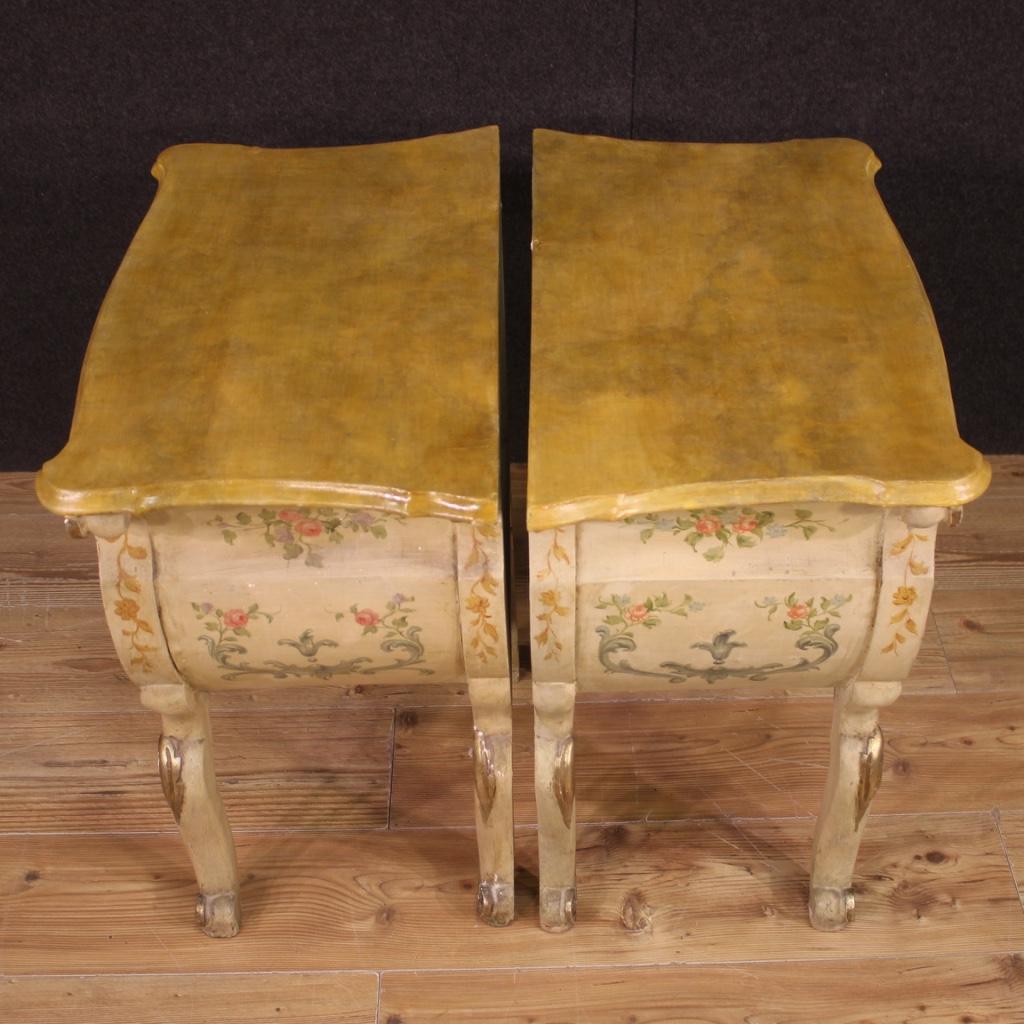 Pair of 20th Century Lacquered and Painted Wood Venetian Night Stands, 1950 For Sale 8