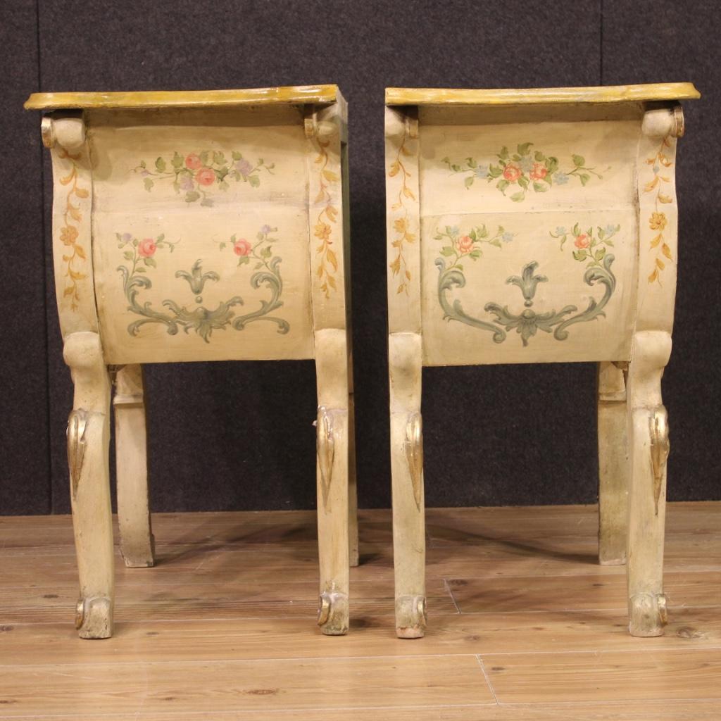 Pair of 20th Century Lacquered and Painted Wood Venetian Night Stands, 1950 In Good Condition For Sale In Vicoforte, Piedmont