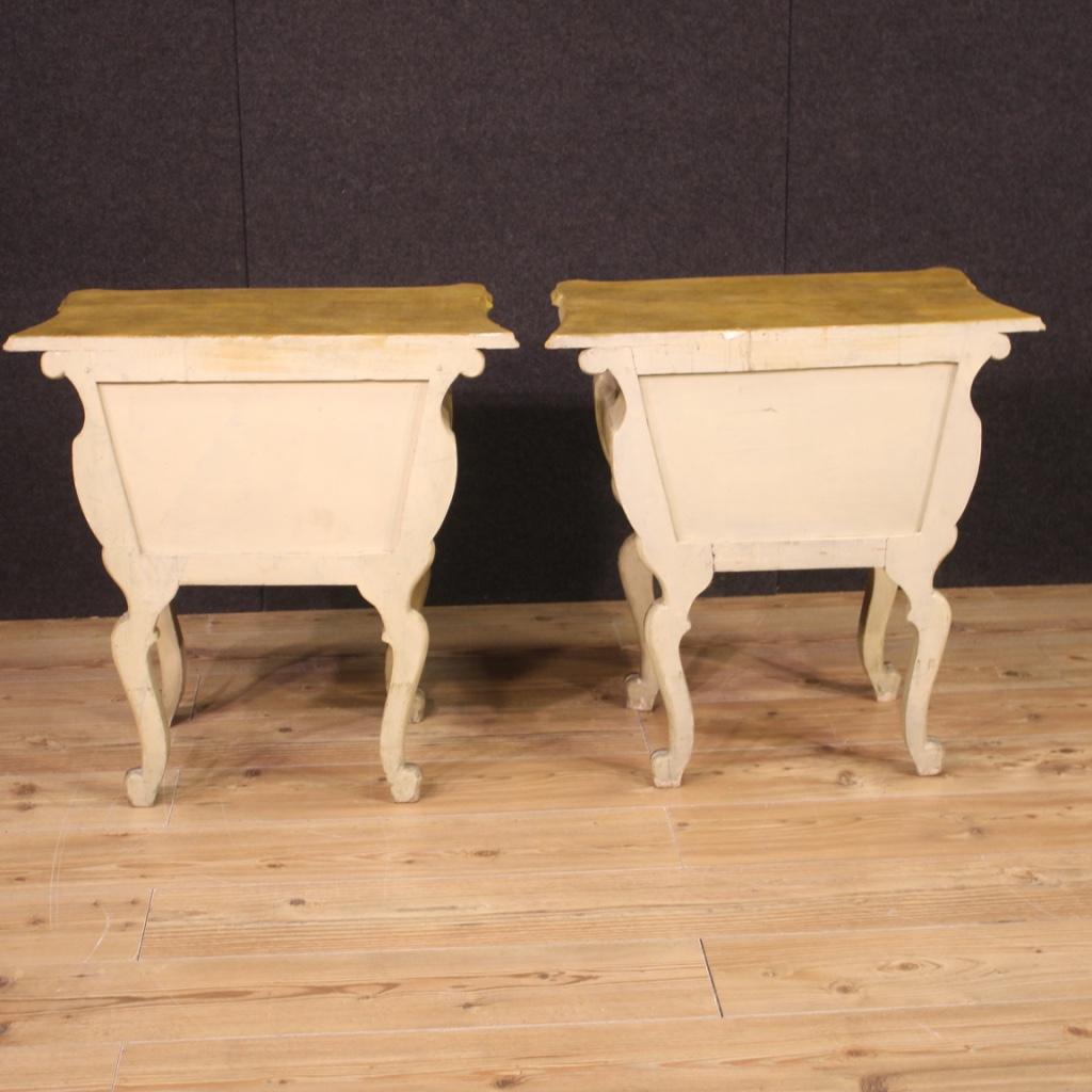 Pair of 20th Century Lacquered and Painted Wood Venetian Night Stands, 1950 For Sale 1
