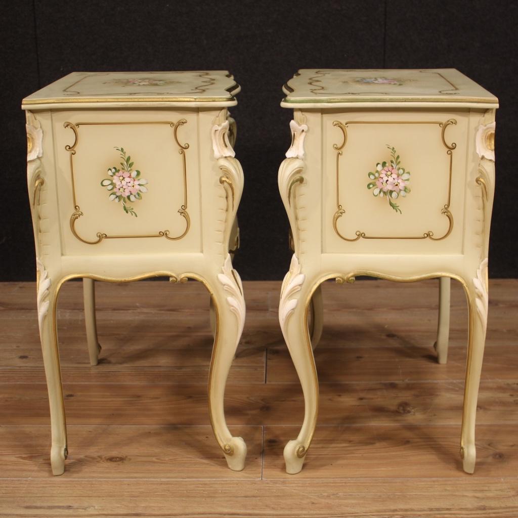 Pair of 20th Century Lacquered and Painted Wood Venetian Night Stands, 1980 7