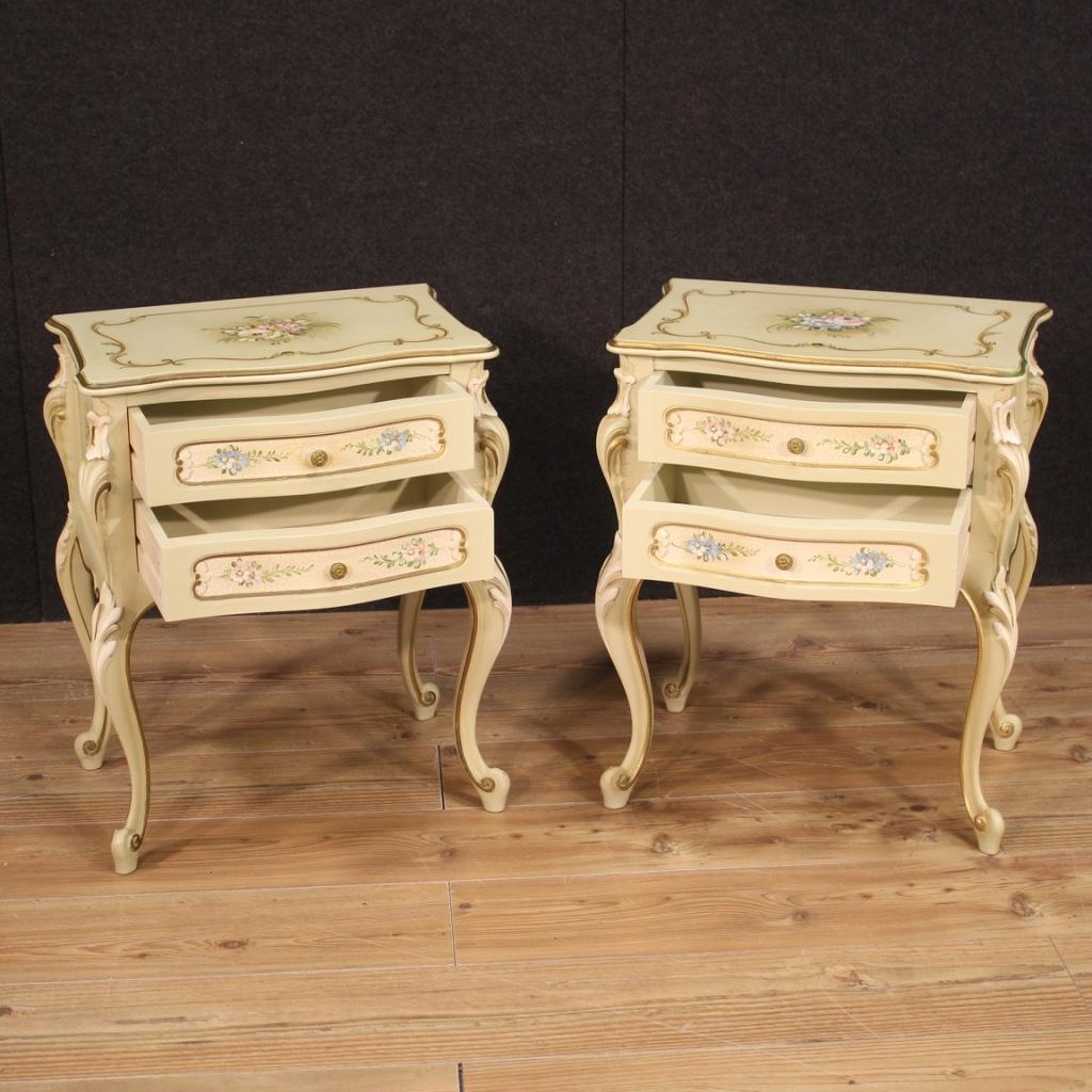 Pair of 20th Century Lacquered and Painted Wood Venetian Night Stands, 1980 3