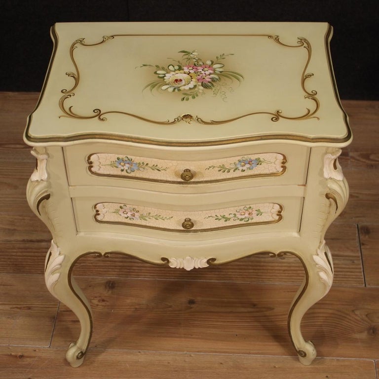 Pair of 20th Century Lacquered and Painted Wood Night Stands