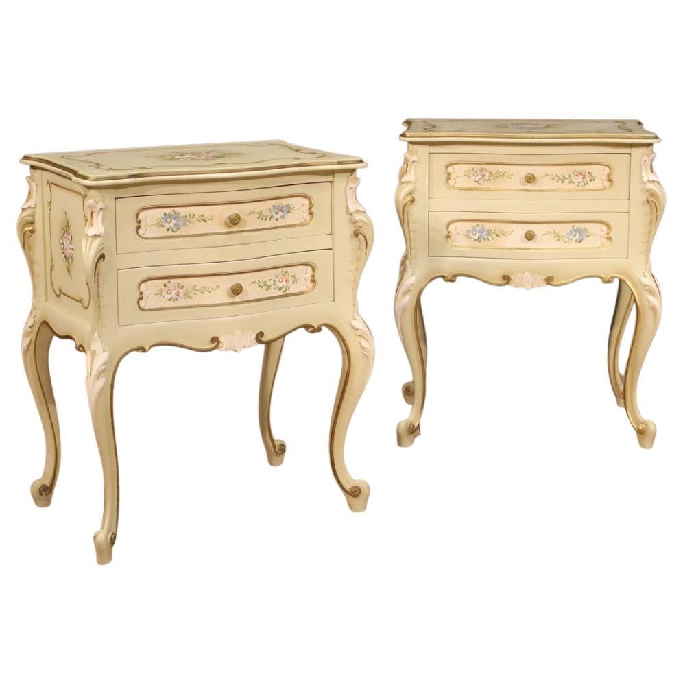 Pair of 20th Century Lacquered and Painted Wood Venetian Night Stands, 1980