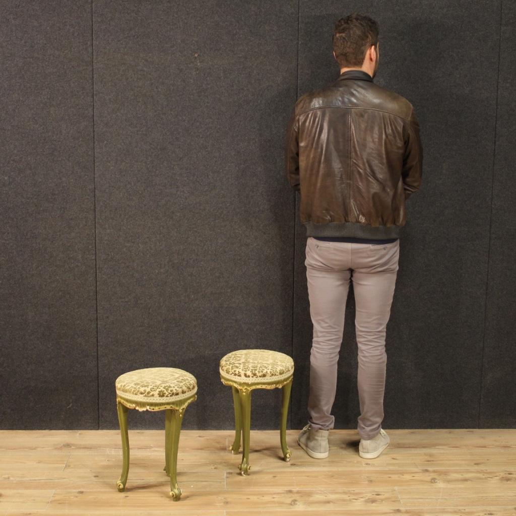 Italian Pair of 20th Century Lacquered and Painted Wood Venetian Stools, 1960s For Sale