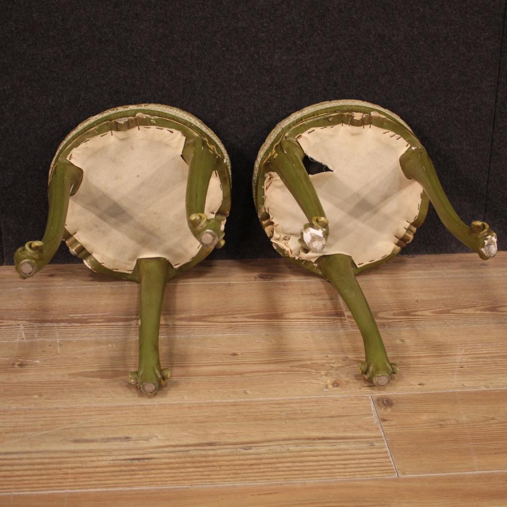 Pair of 20th Century Lacquered and Painted Wood Venetian Stools, 1960s In Good Condition For Sale In Vicoforte, Piedmont