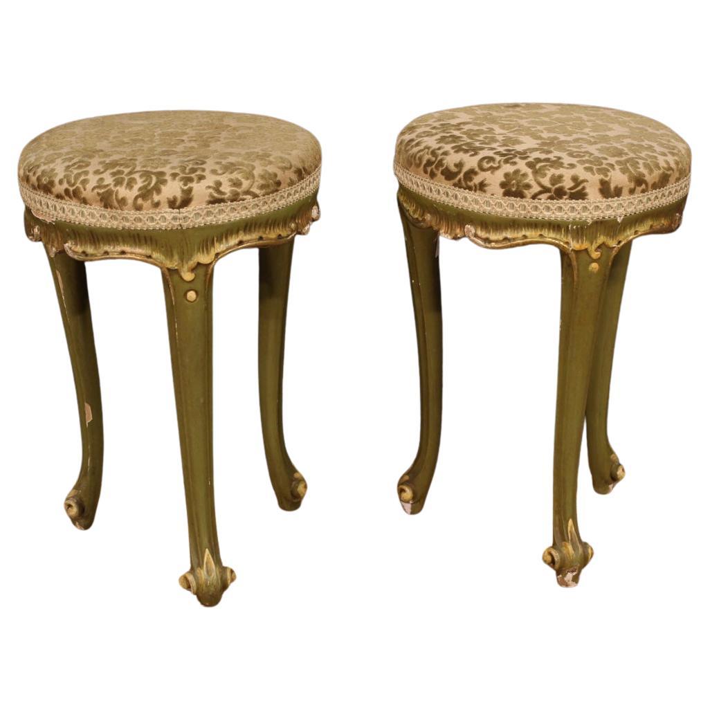 Pair of 20th Century Lacquered and Painted Wood Venetian Stools, 1960s