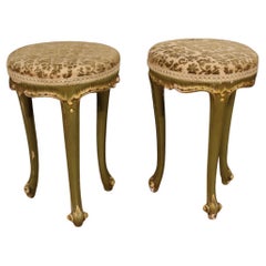 Vintage Pair of 20th Century Lacquered and Painted Wood Venetian Stools, 1960s