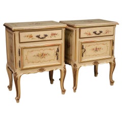 Pair of 20th Century Lacquered and Painted Wood Venetian Wood Night Stands, 1960