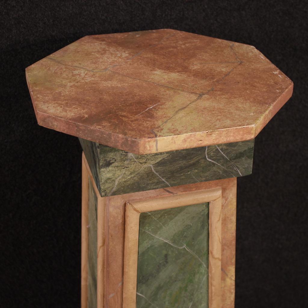 Late 20th Century Pair of 20th Century Lacquered Faux Marble Italian Columns, 1970 in vendita