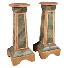 Pair of 20th Century Lacquered Faux Marble Italian Columns, 1970