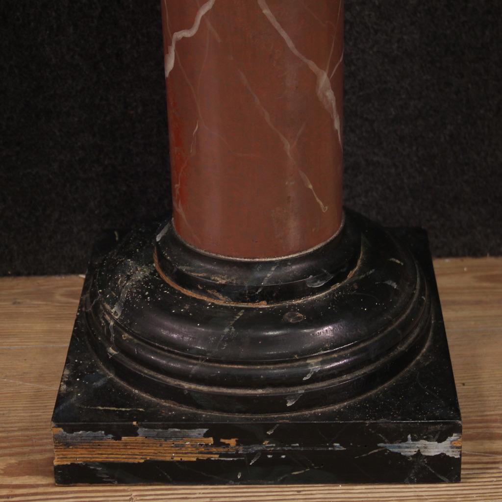 Pair of 20th Century Lacquered Faux Marble Wood and Plastic French Columns, 1960 For Sale 4