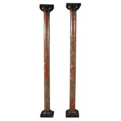 Pair of 20th Century Lacquered Faux Marble Wood and Plastic French Columns, 1960