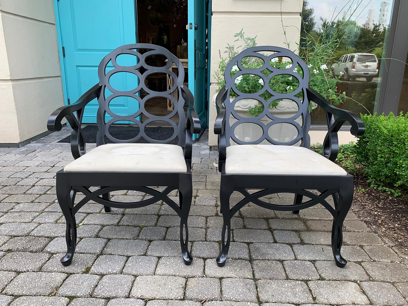 Pair of 20th Century Lacquered Loop Armchairs in the Style of Frances Elkins 10