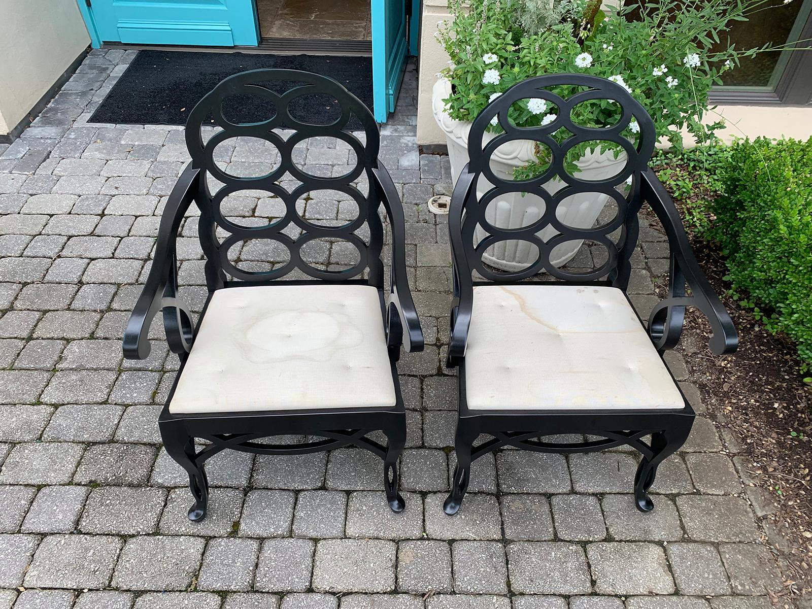 Pair of 20th Century Lacquered Loop Armchairs in the Style of Frances Elkins 11